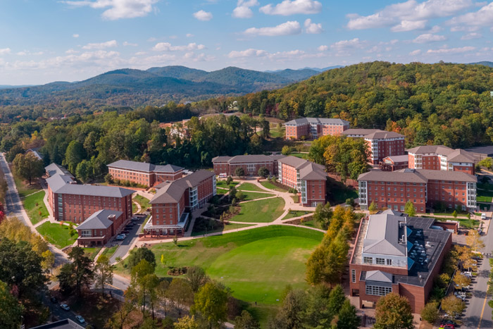 Aerial view of university dormitories