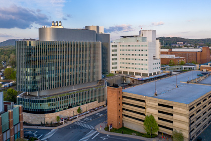 Aerial photo of the University Hospital tower